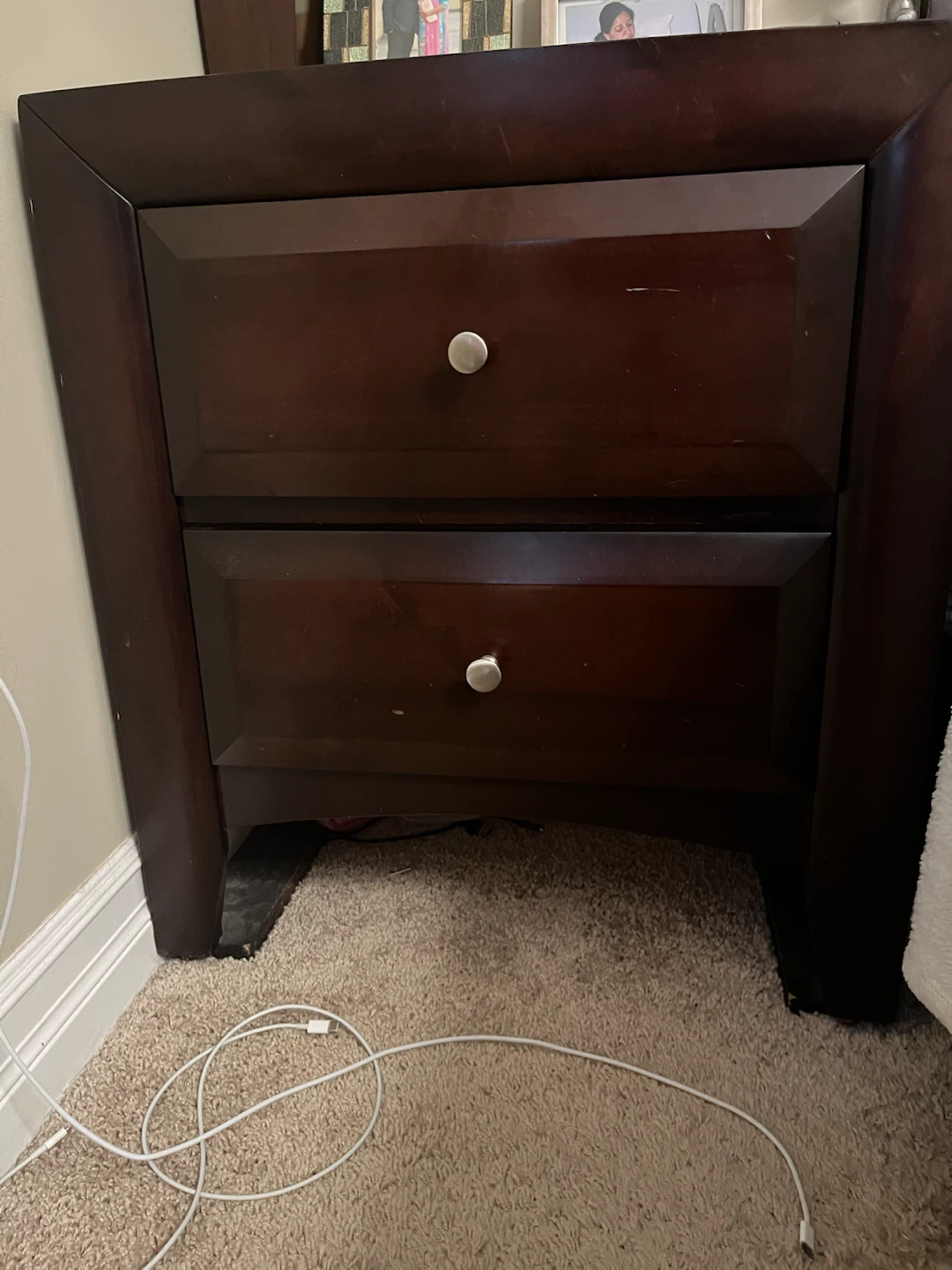 ( Storage box bed)Dark Wood Bed with Two nightstand table - photo 3