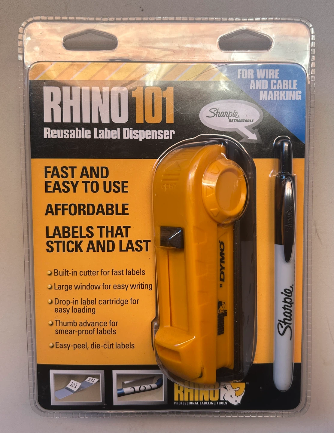 Dymo Rhino 101 Reusable Label Dispenser with Sharpie