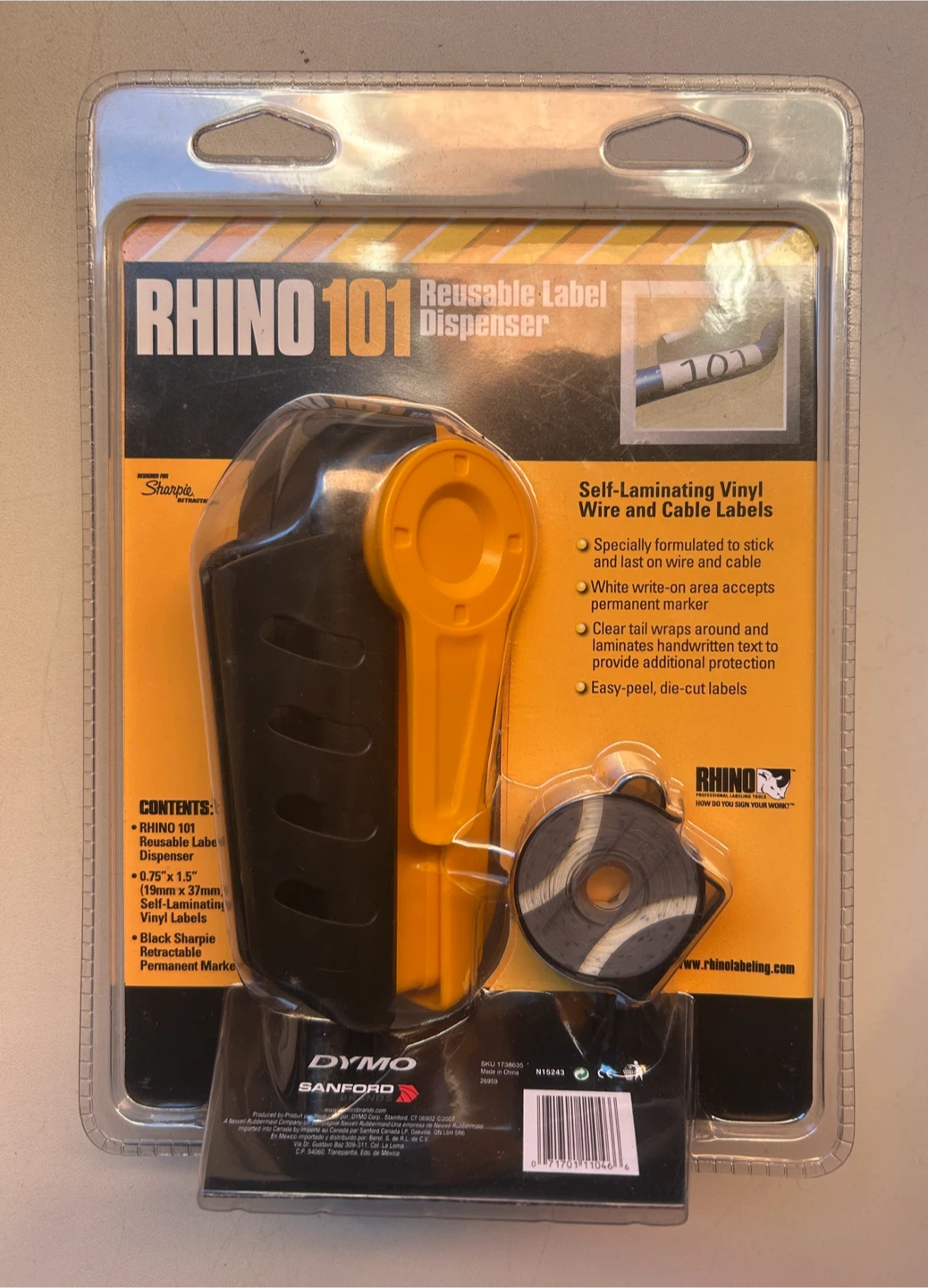 Dymo Rhino 101 Reusable Label Dispenser with Sharpie - photo 2