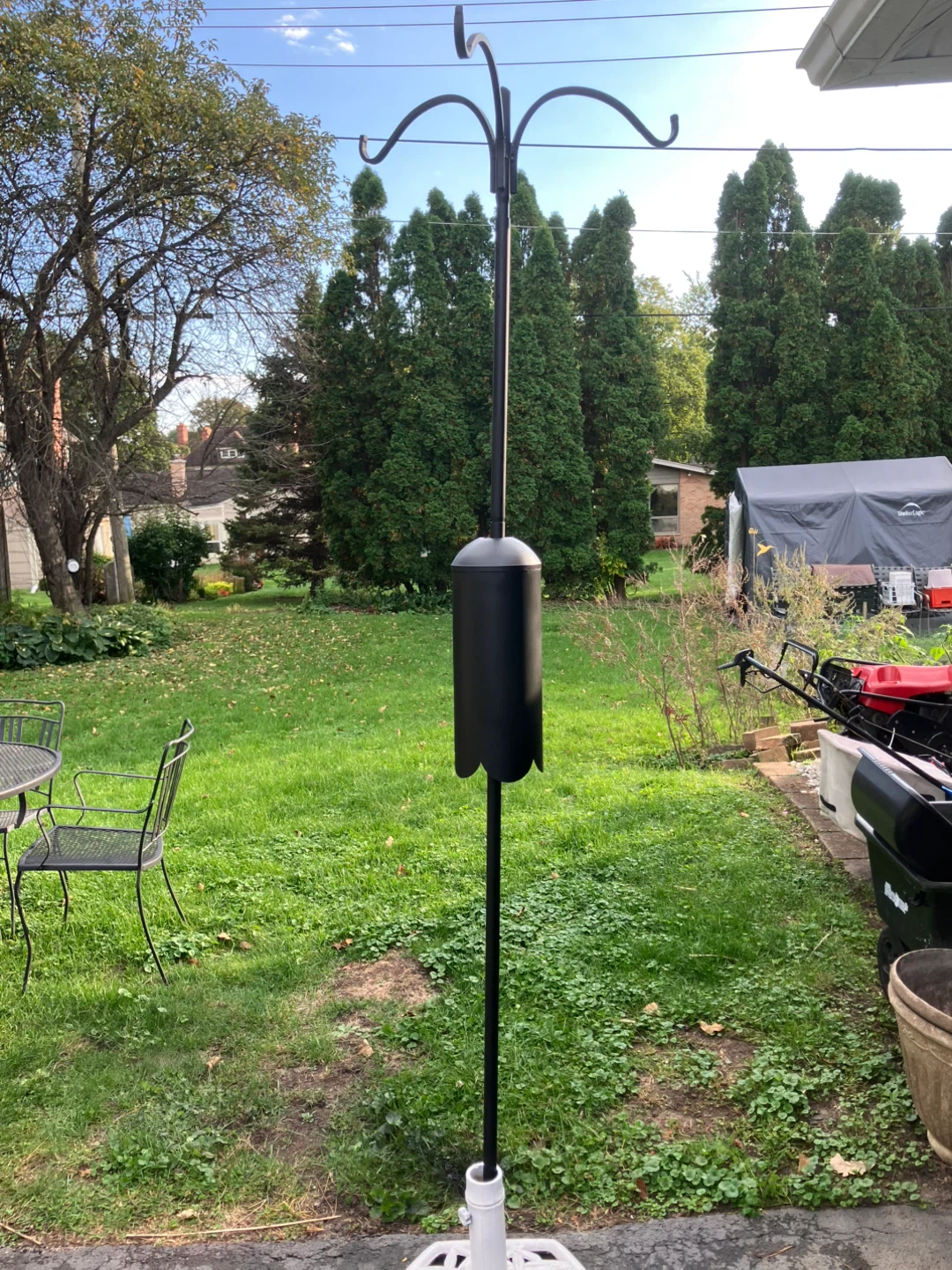 Black Metal Bird Feeder Pole with Baffle - photo 2