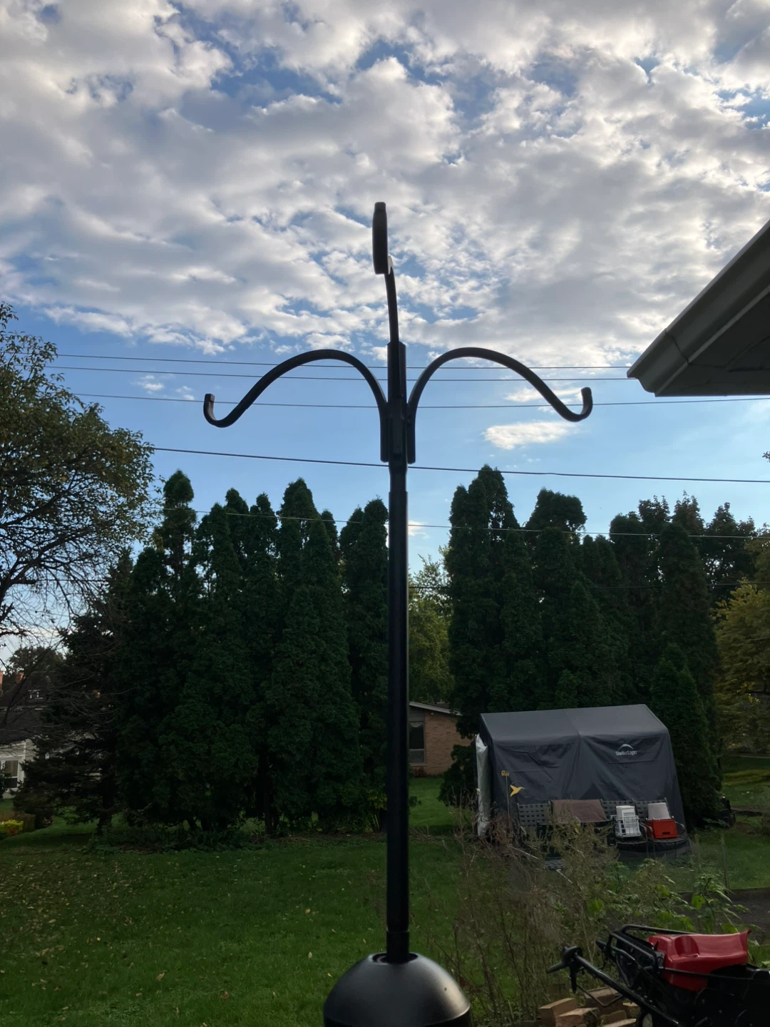 Black Metal Bird Feeder Pole with Baffle - photo 3