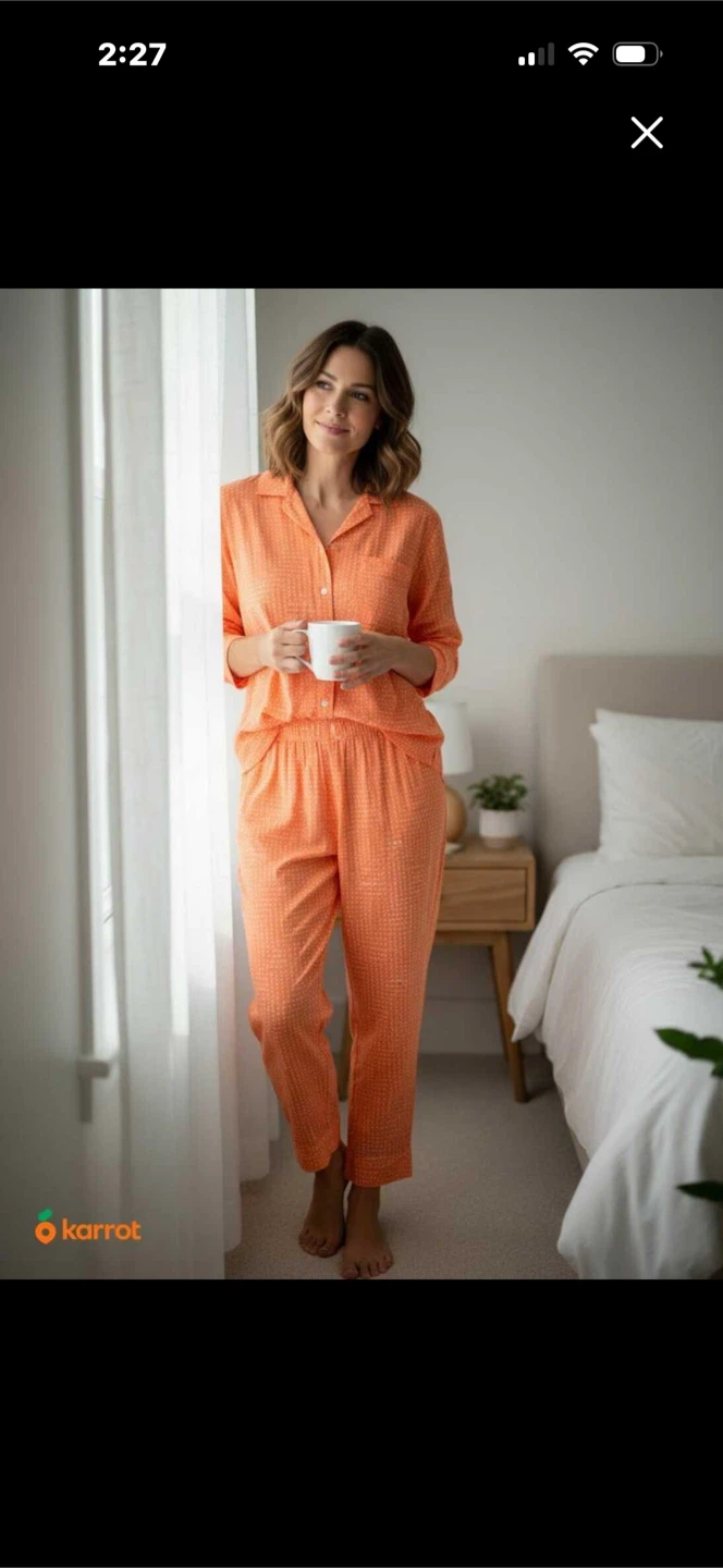 NWOT DKNY Orange Polka Dot Pajama Set XL