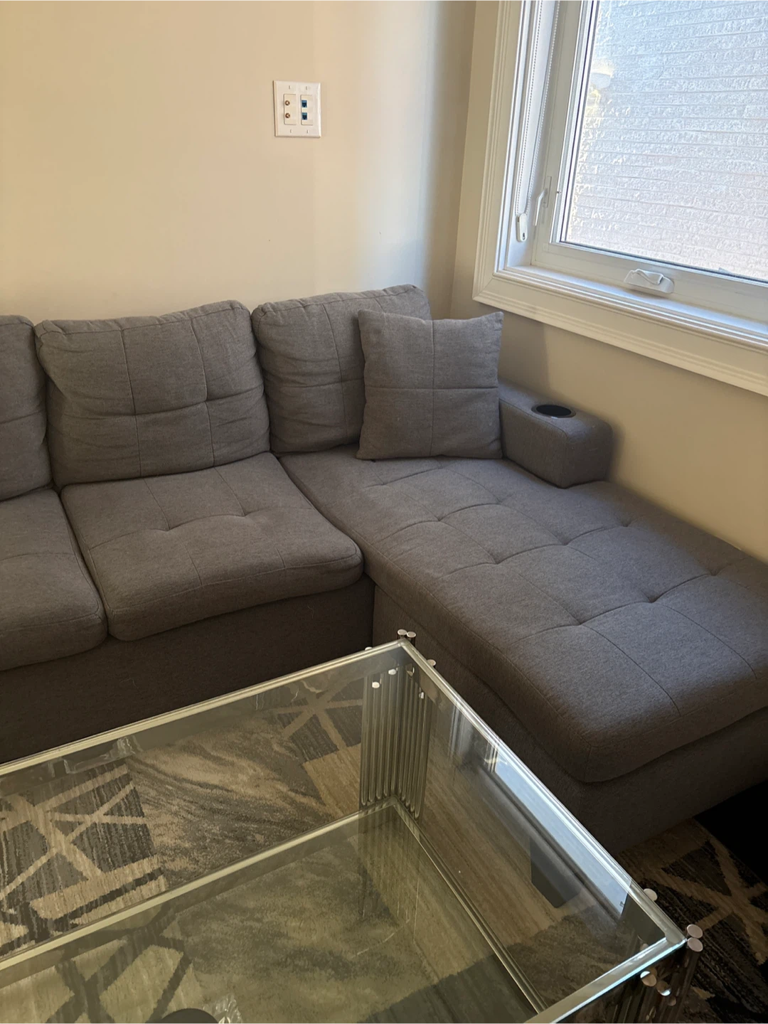 Grey Sectional Sofa with Chaise - photo 2