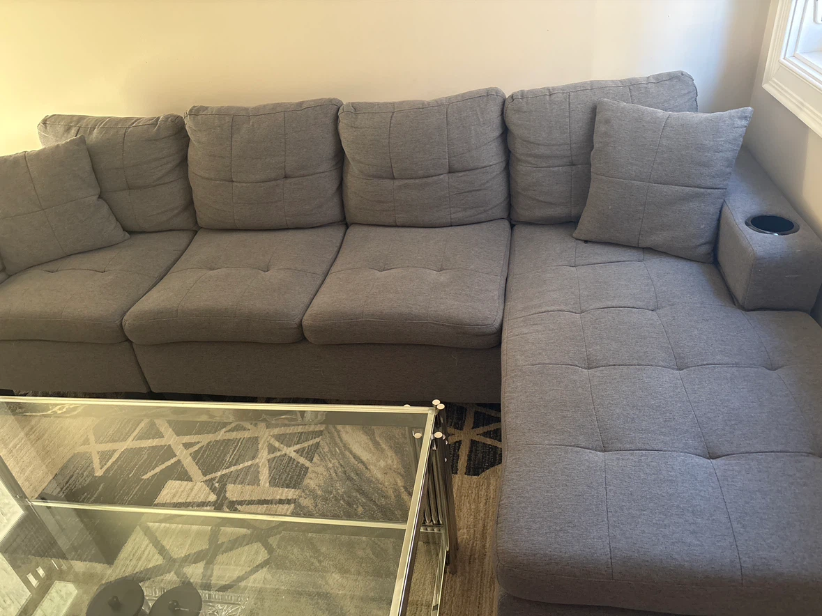 Grey Sectional Sofa with Chaise - photo 3
