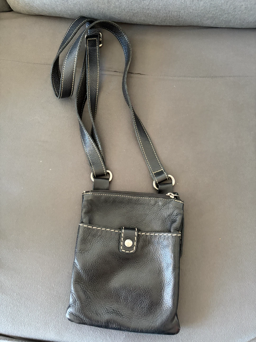 Roots Black Leather Crossbody Bag