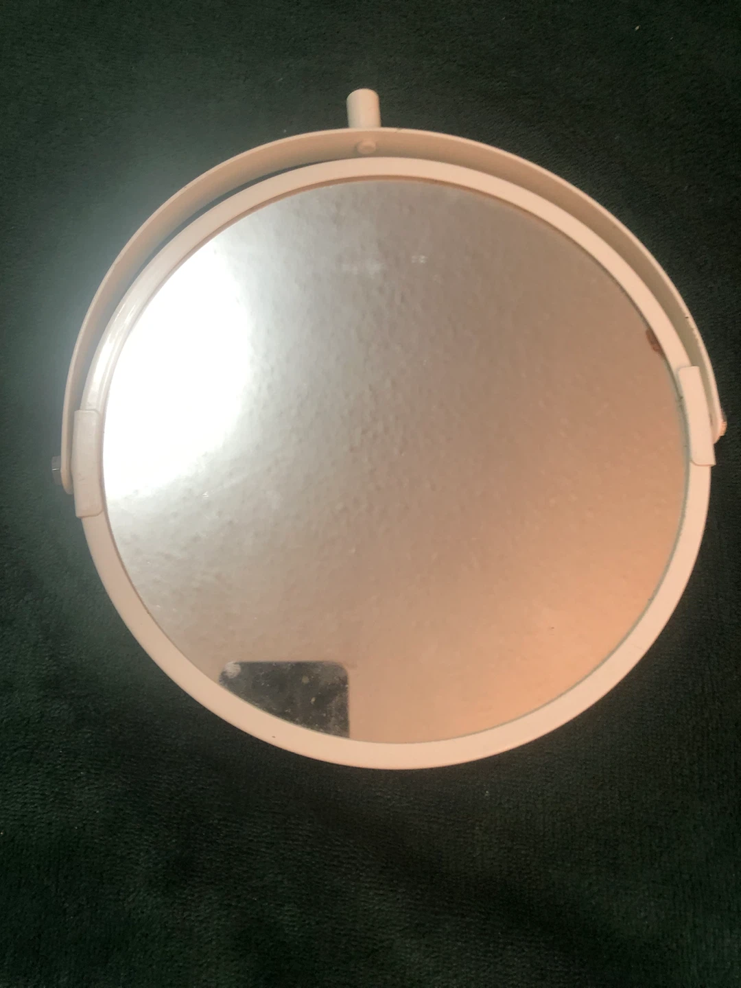 White Round Swivel Tabletop Mirror