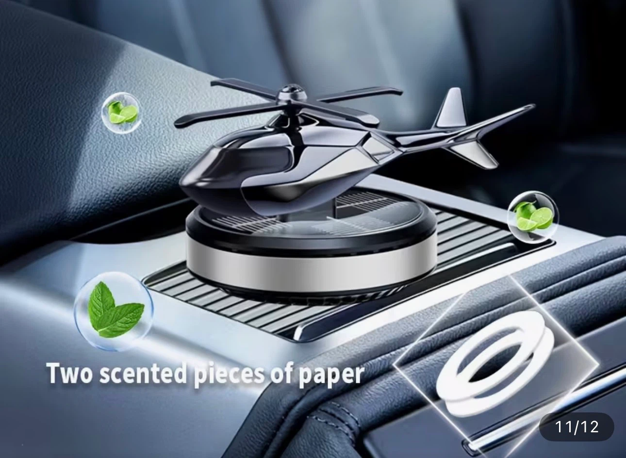Solar Powered Helicopter Car Air Freshener