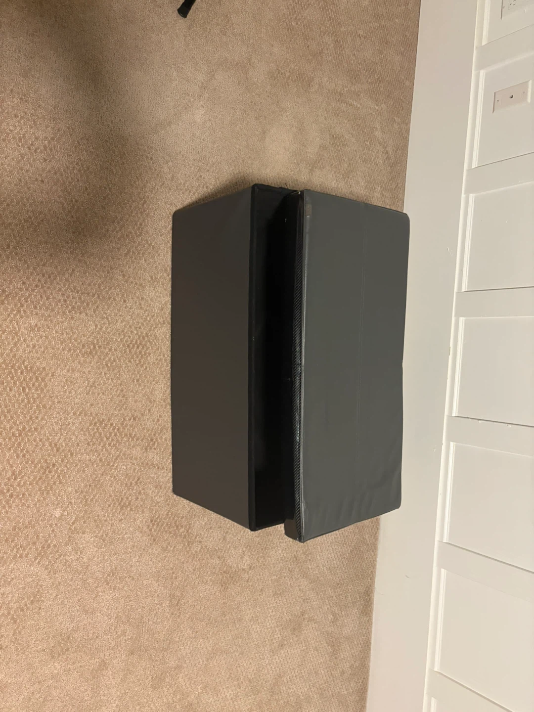 Black Fabric Storage Ottoman