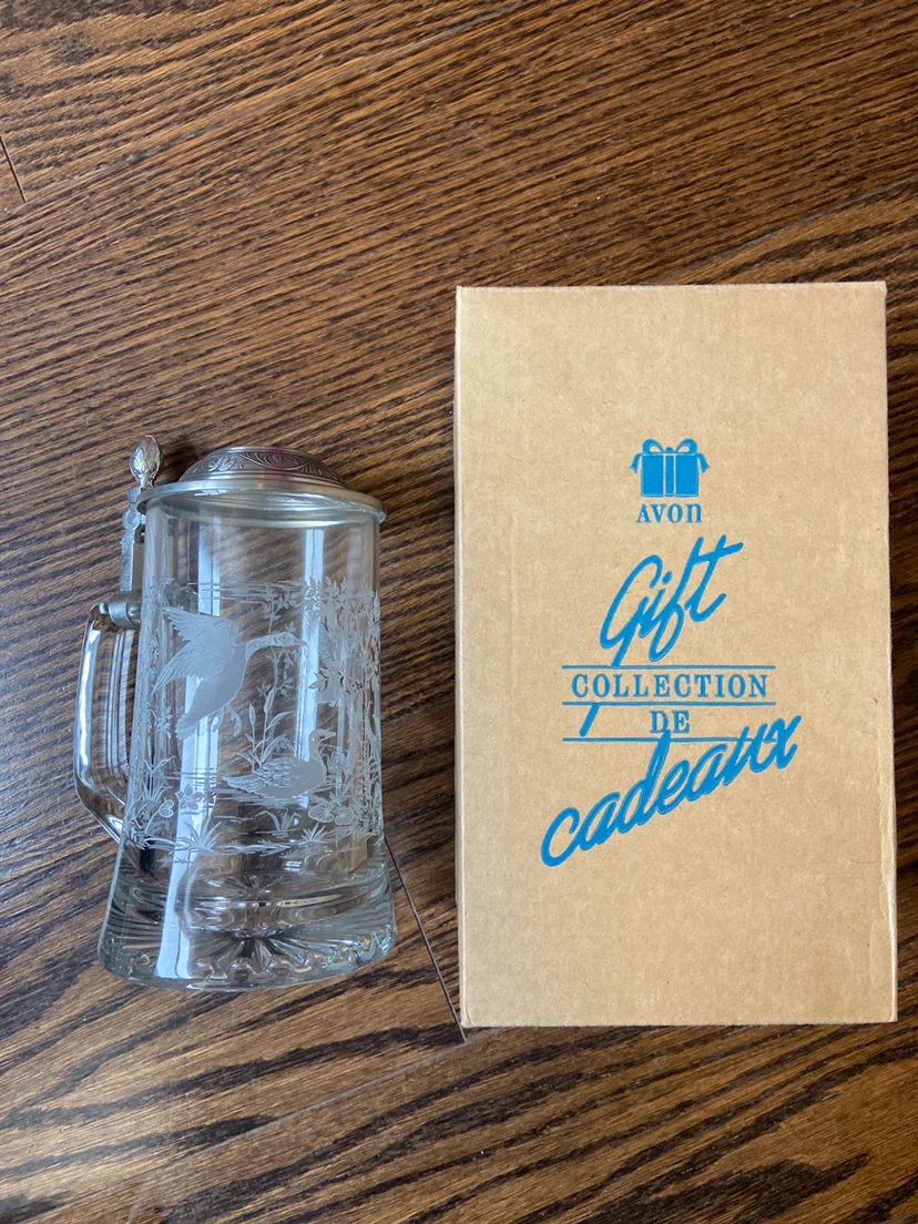 Vintage Avon Glass Beer Stein with Lid