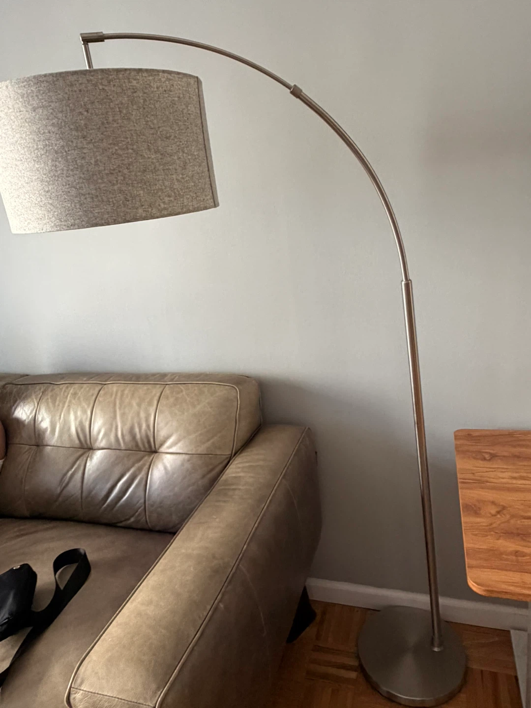 Arched Floor Lamp with Beige Shade