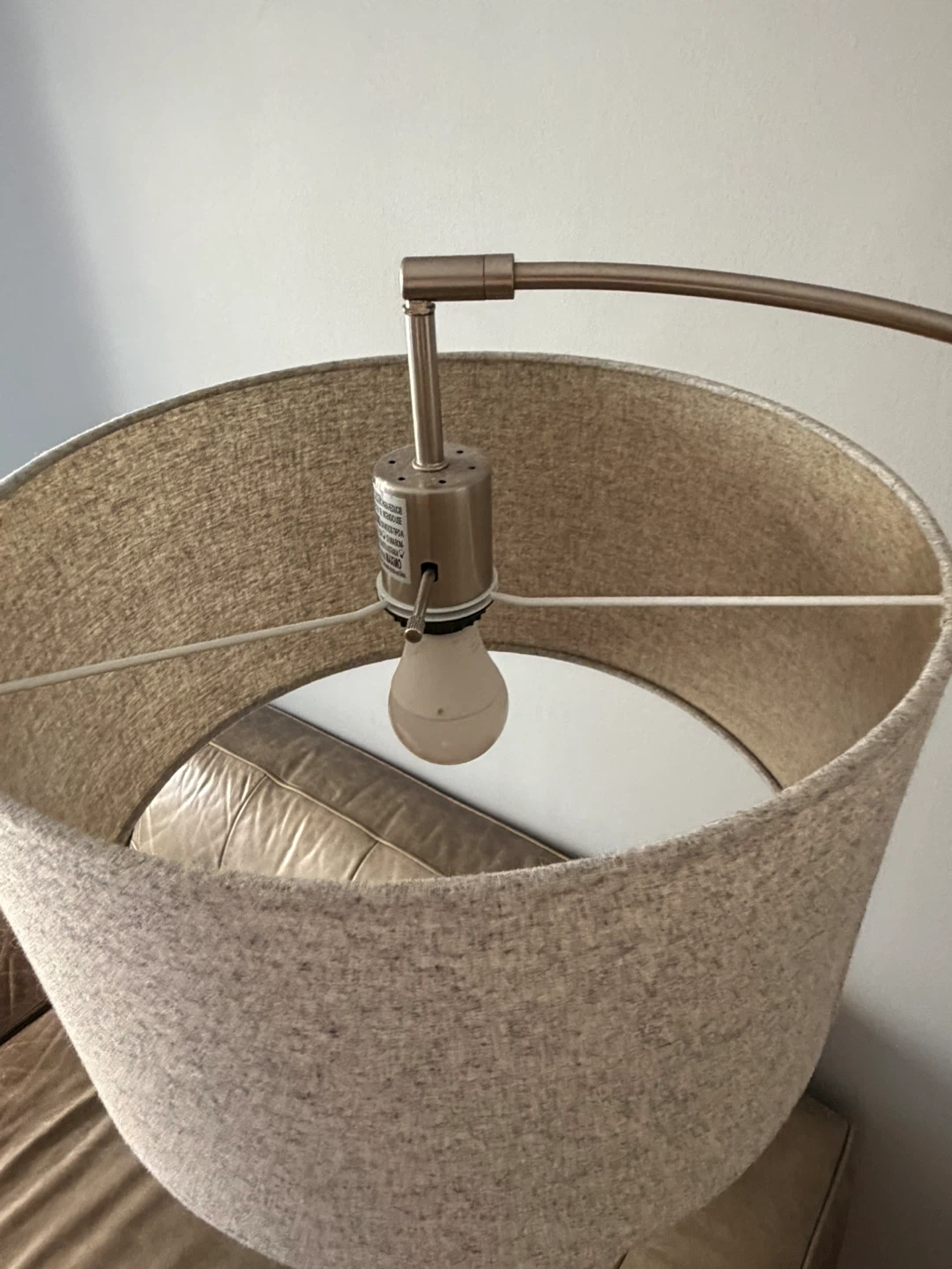 Arched Floor Lamp with Beige Shade - photo 2