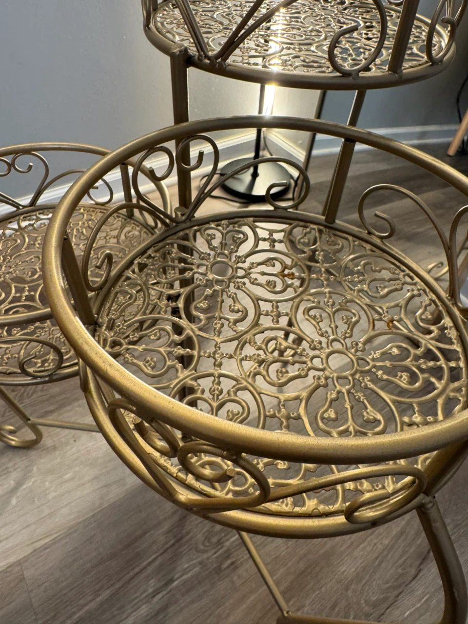 Gold Metal Three-Tier Plant Stand - photo 3