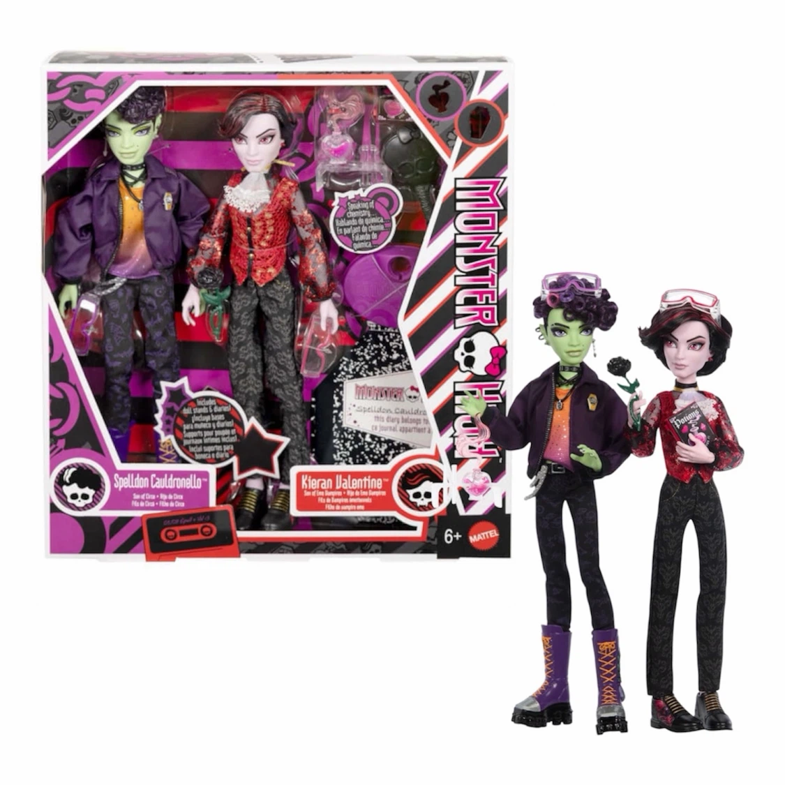 MONSTER HIGH SPELLDON CAULDRONELLO AND KIERAN VALENTINE - BNIB