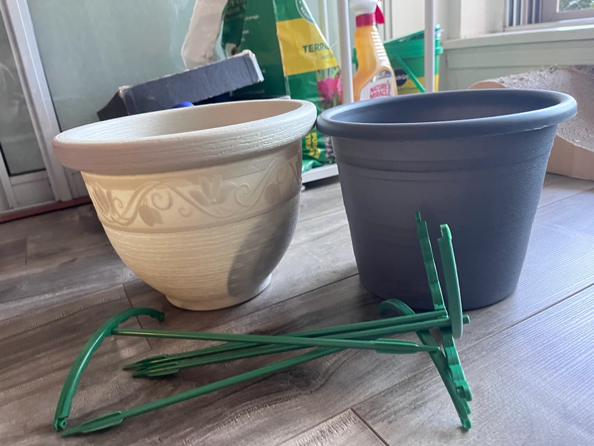 Two Garden Planters with Plant Support