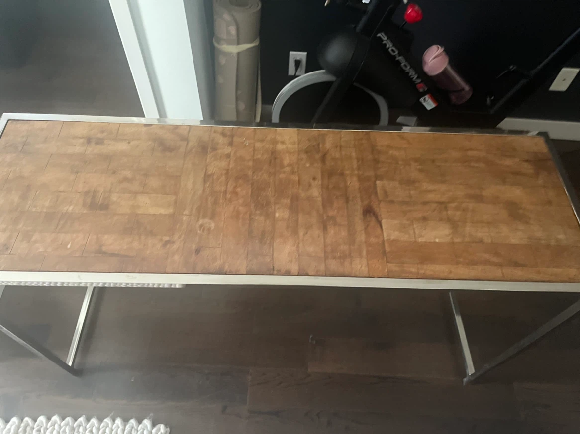 Reclaimed Wood and Chrome Console Table Table Desk - photo 2