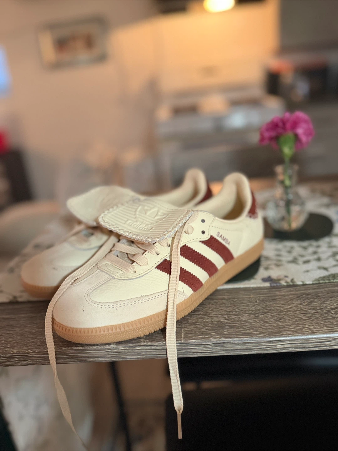 Adidas Samba OG Shoes Cream and Maroon