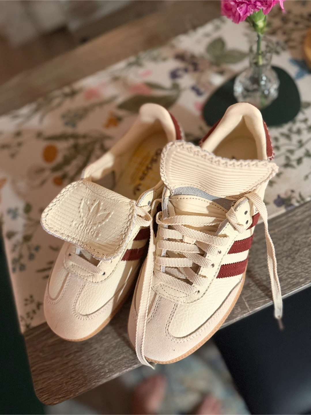 Adidas Samba OG Shoes Cream and Maroon - photo 3