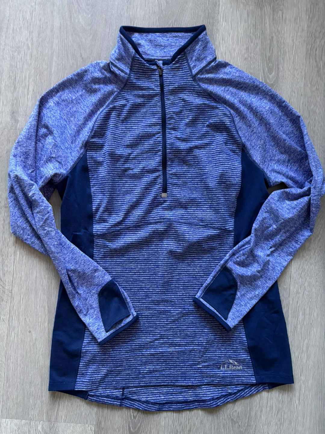 L.L.Bean Blue Stripe Quarter-Zip Pullover