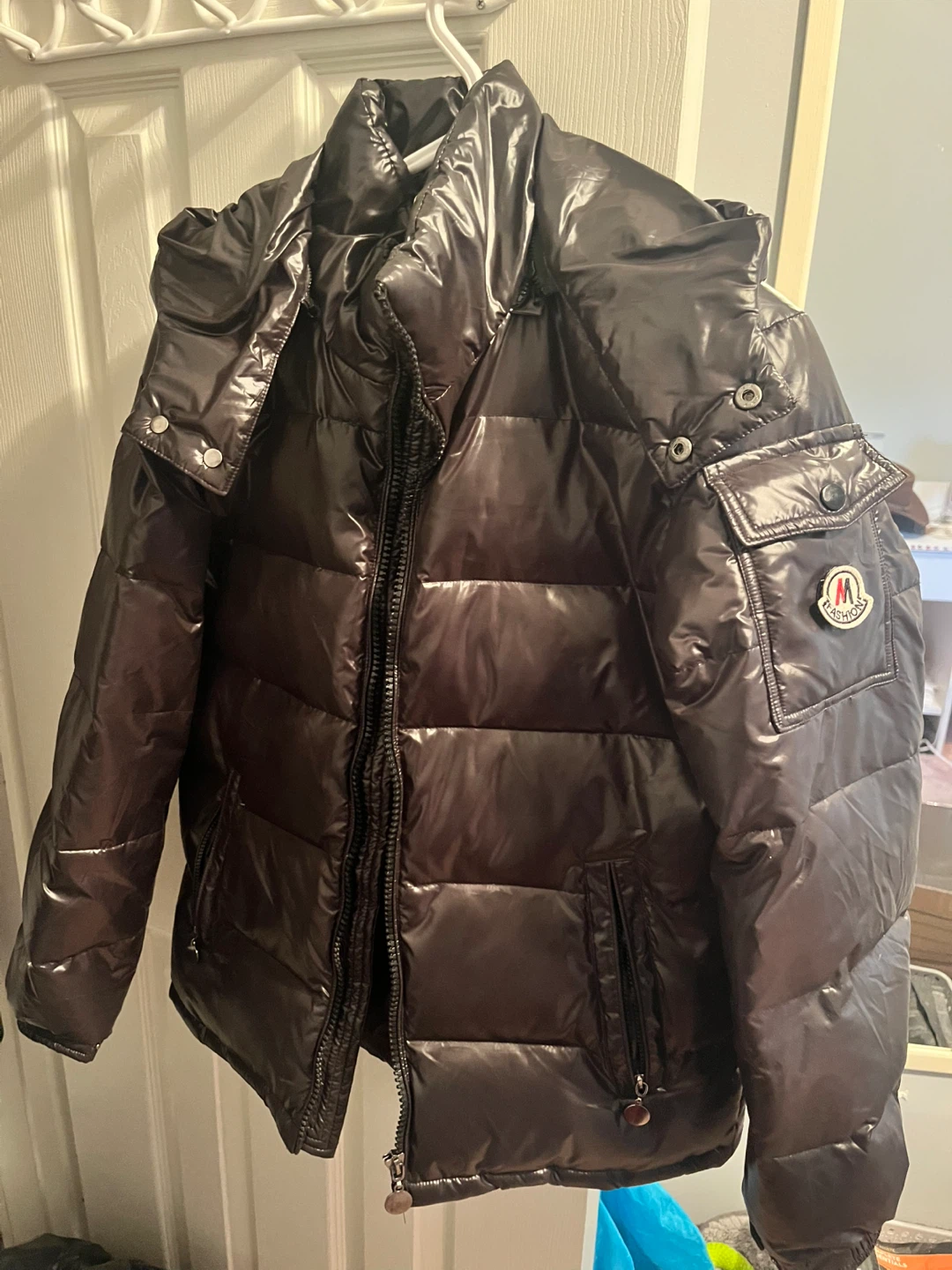 Black Puffer Jacket with Hood Medium ladies