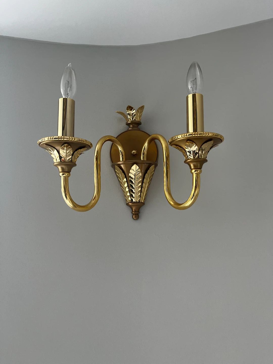 Six - 2 Light Gold leaf wall sconce