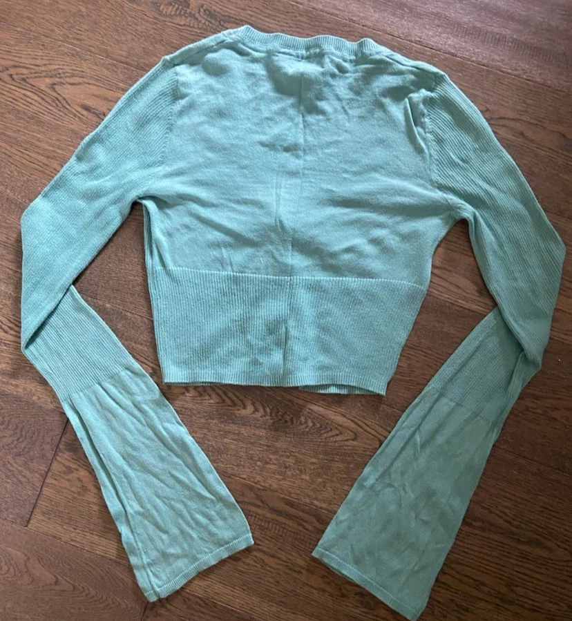 Light Green Ribbed Long Sleeve Cardigan