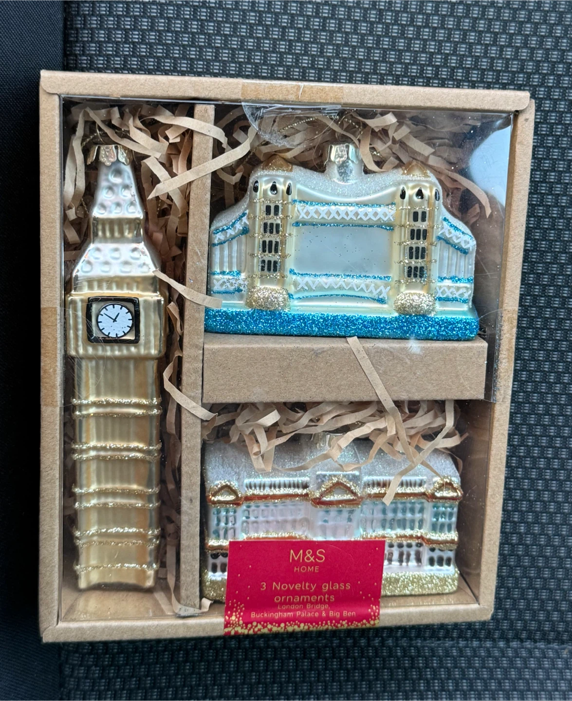 M&S Home 3 Novelty Glass London Ornaments