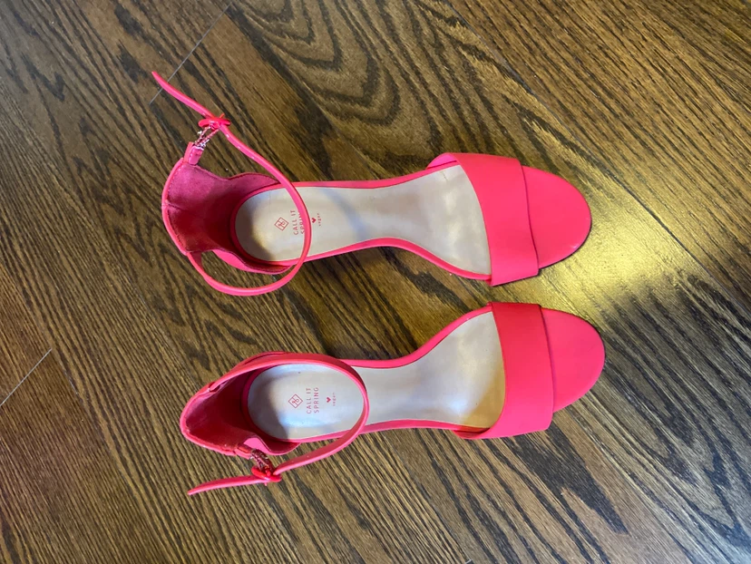 Call It Spring Bright Pink Ankle Strap Heels 8