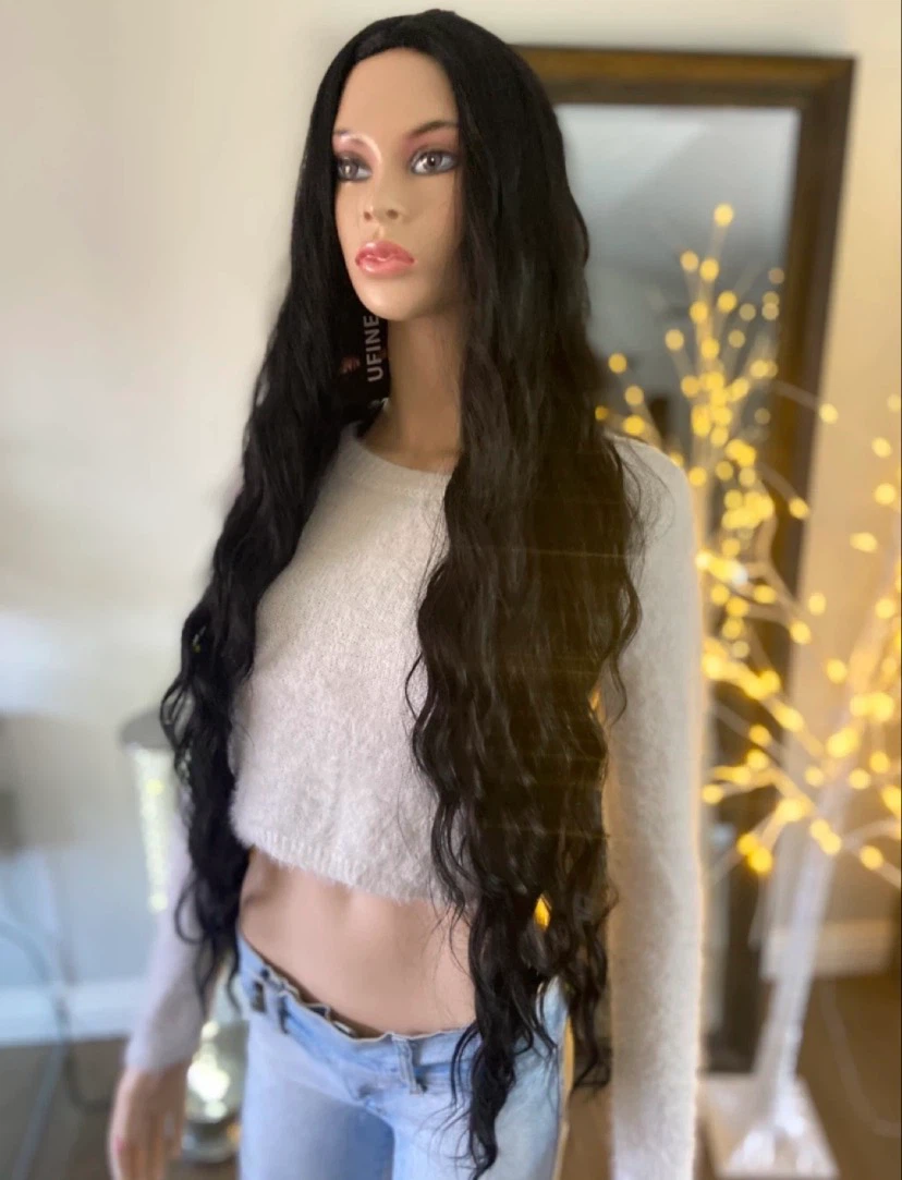 Ufine Long Wavy Black Synthetic Wig
