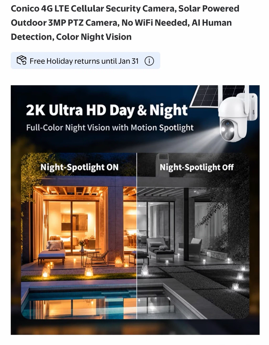 Conico 4G LTE Solar Powered Security Camera - photo 2