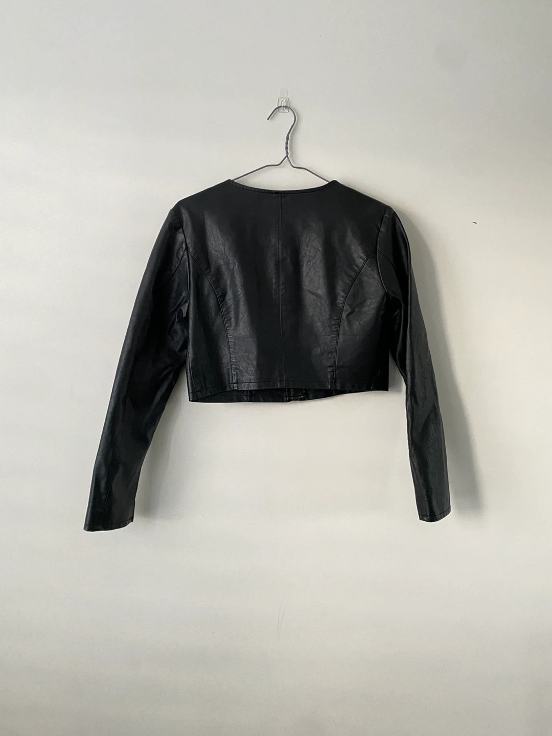 ONLY Women’s Black Cropped Faux Leather Jacket – Size 36 - photo 3