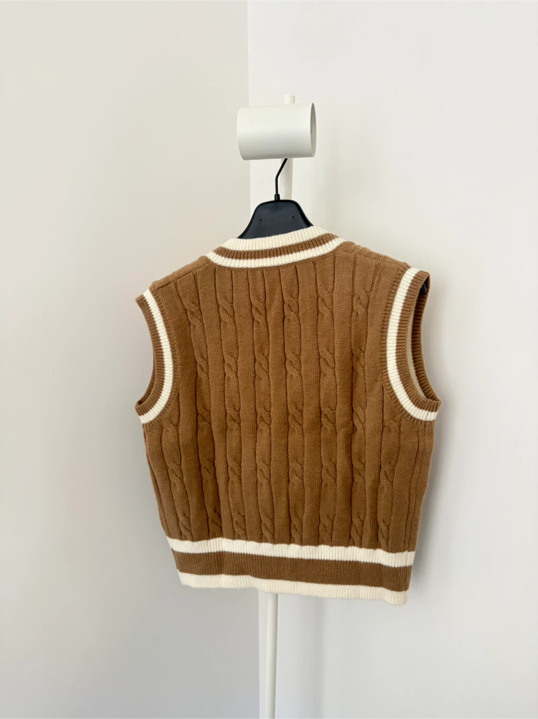Brown Cable Knit Varsity Sweater - photo 2