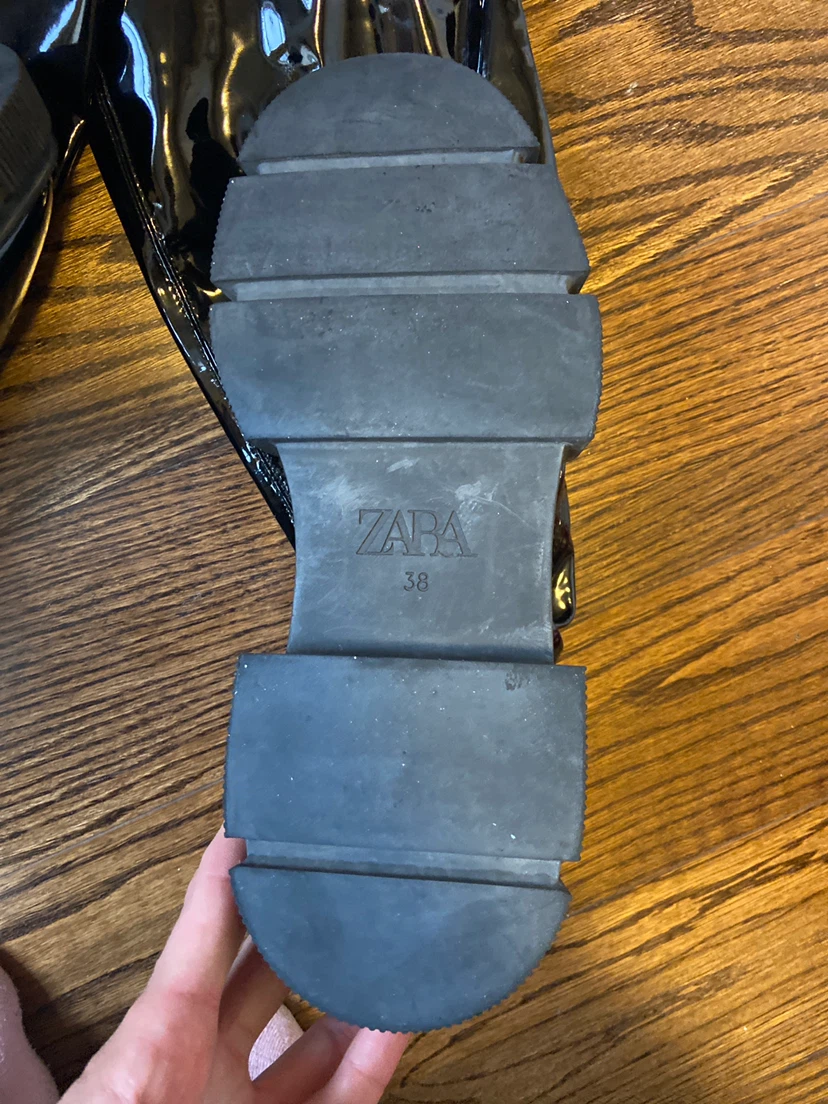 Zara Black Patent Knee High Boots - photo 4