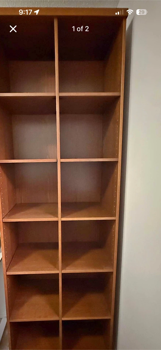 Tall Wooden Double Shelving Unit