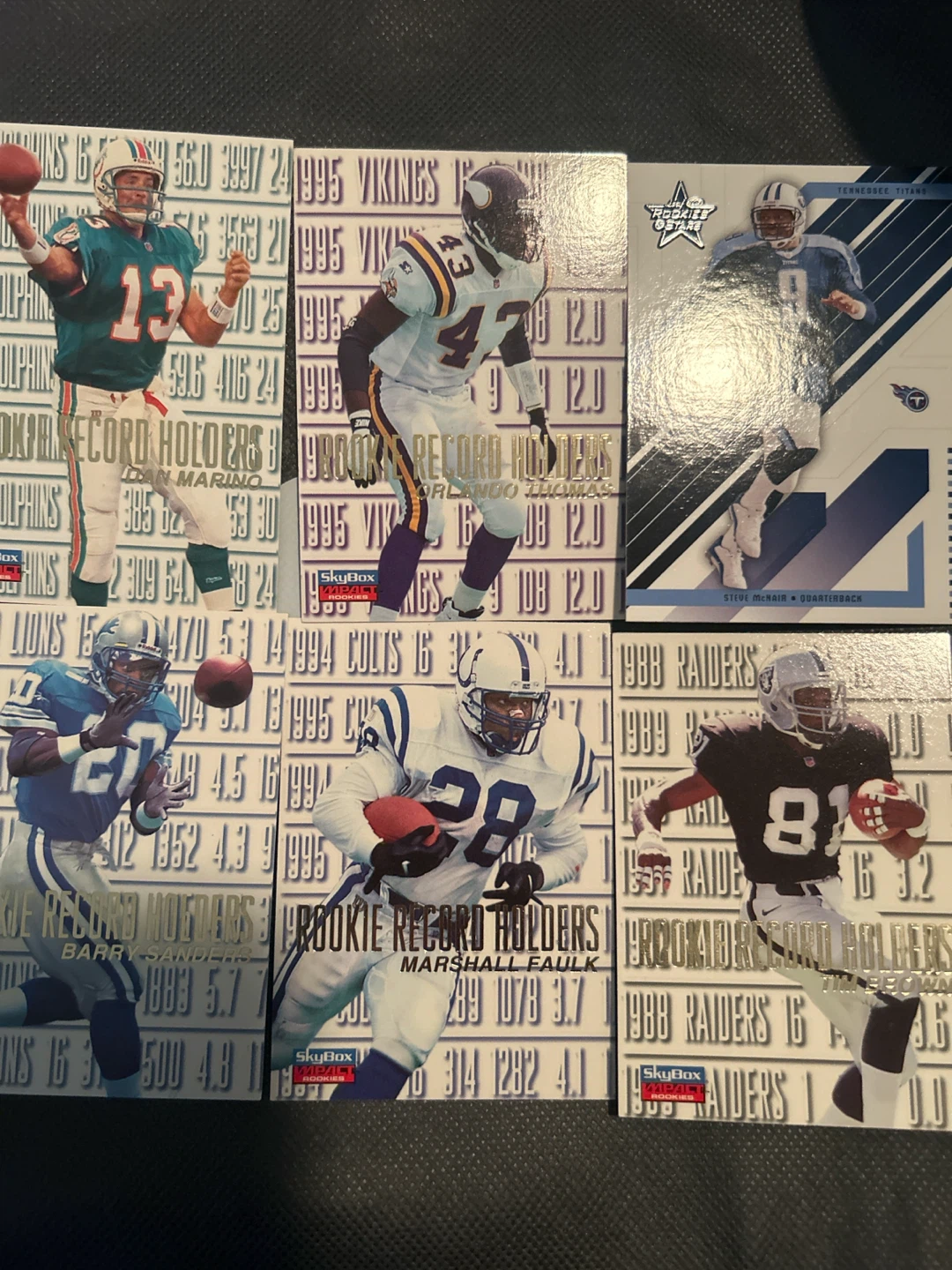 Set of 6 Vintage NFL Football Trading Cards
