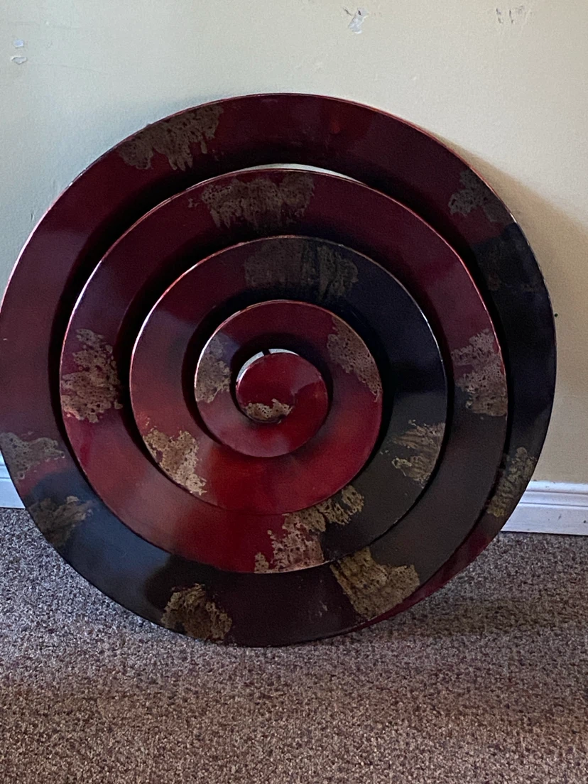 Red and Black Metal Spiral Wall Art
