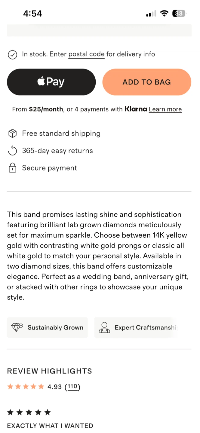 Quince Lab Grown Diamond Pave Band Size 8.5 - photo 4
