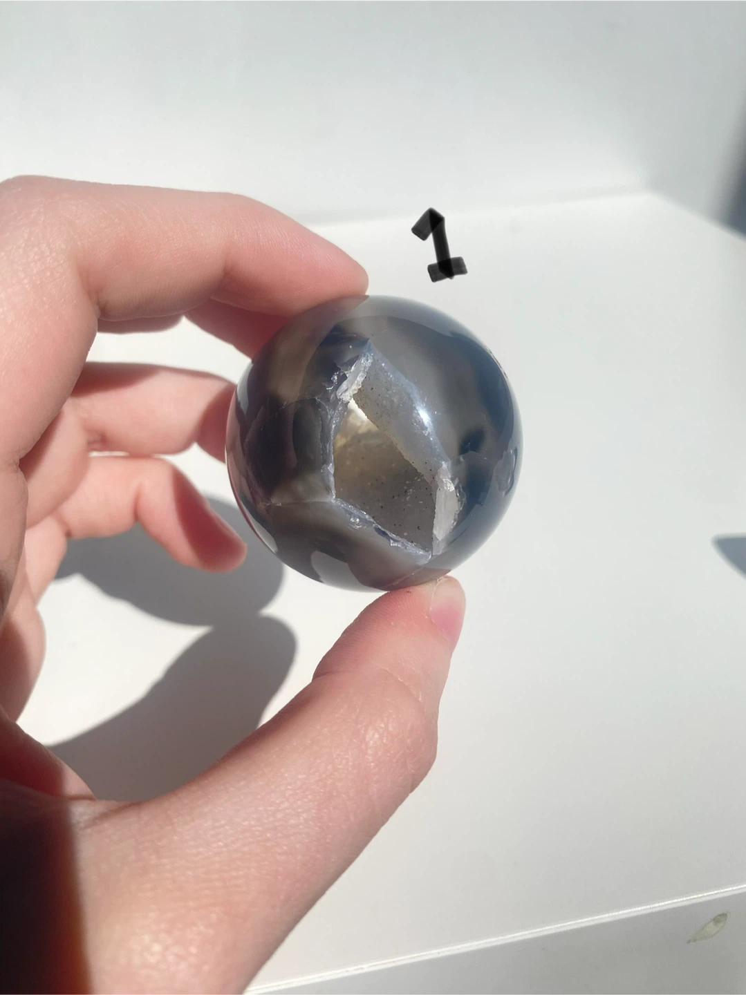 Druzy black agate geode spheres - photo 2