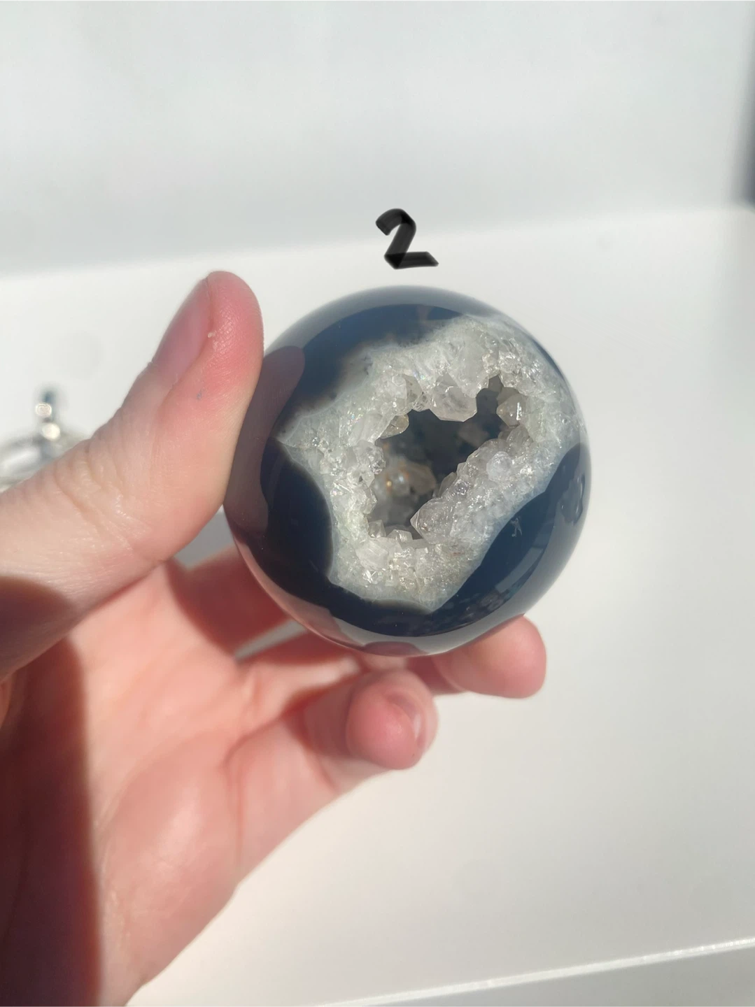 Druzy black agate geode spheres - photo 4
