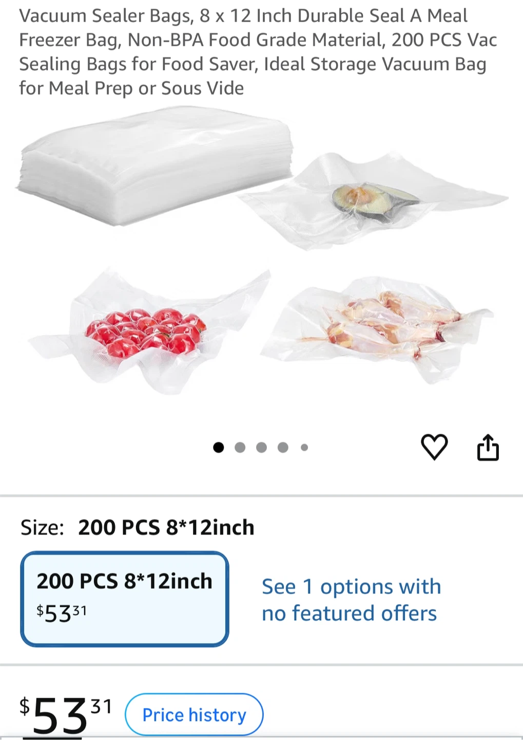 50 Count Vacuum Sealer Bags