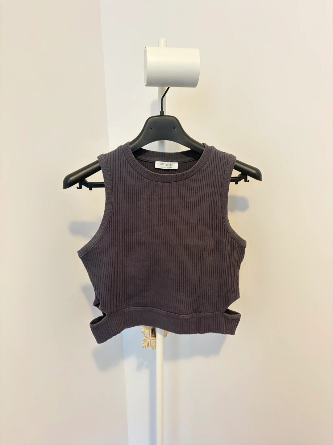 6ixty8ight Charcoal Ribbed Tank Crop