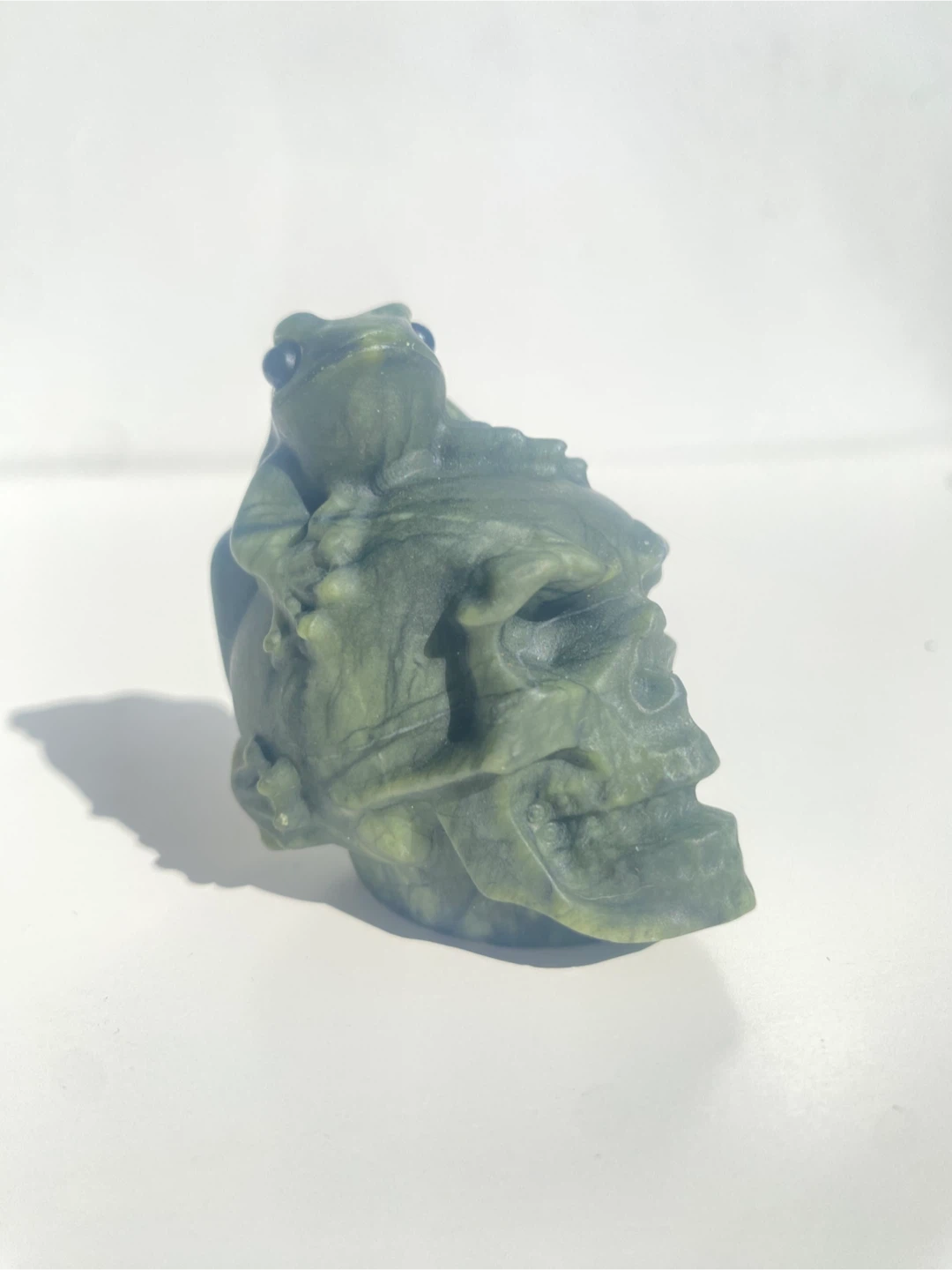 Nephrite Jade Skull with Frog Friend