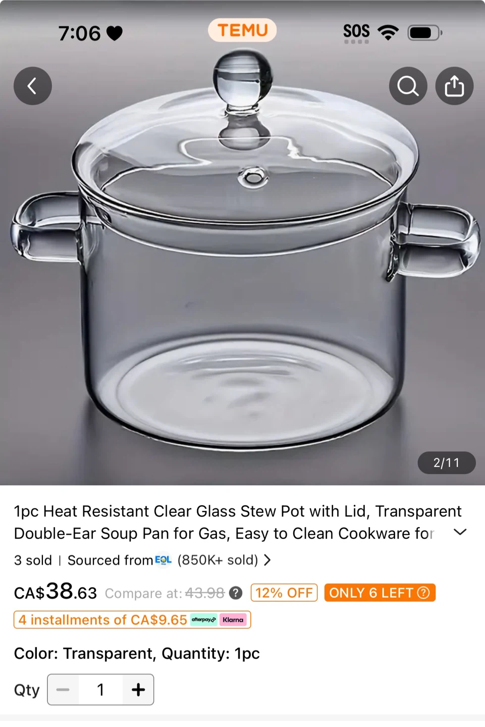 Heat Resistant Clear Glass Stew Pot with Lid