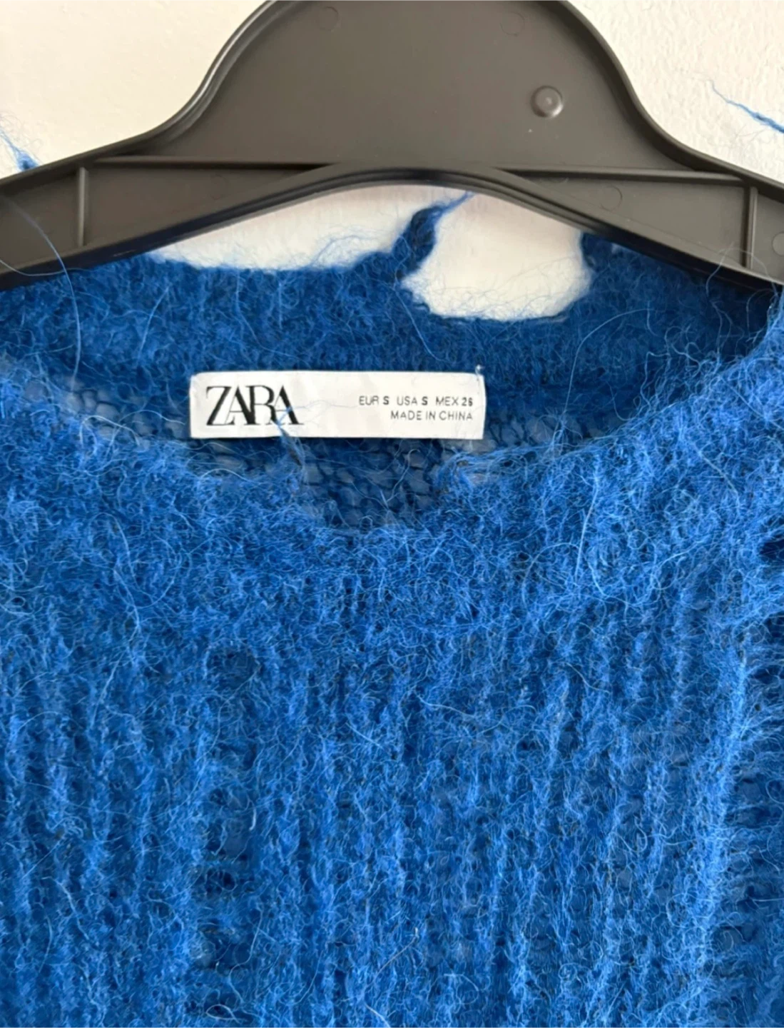 ZARA Blue Distressed Alpaca Blend Knit Sweater - photo 3