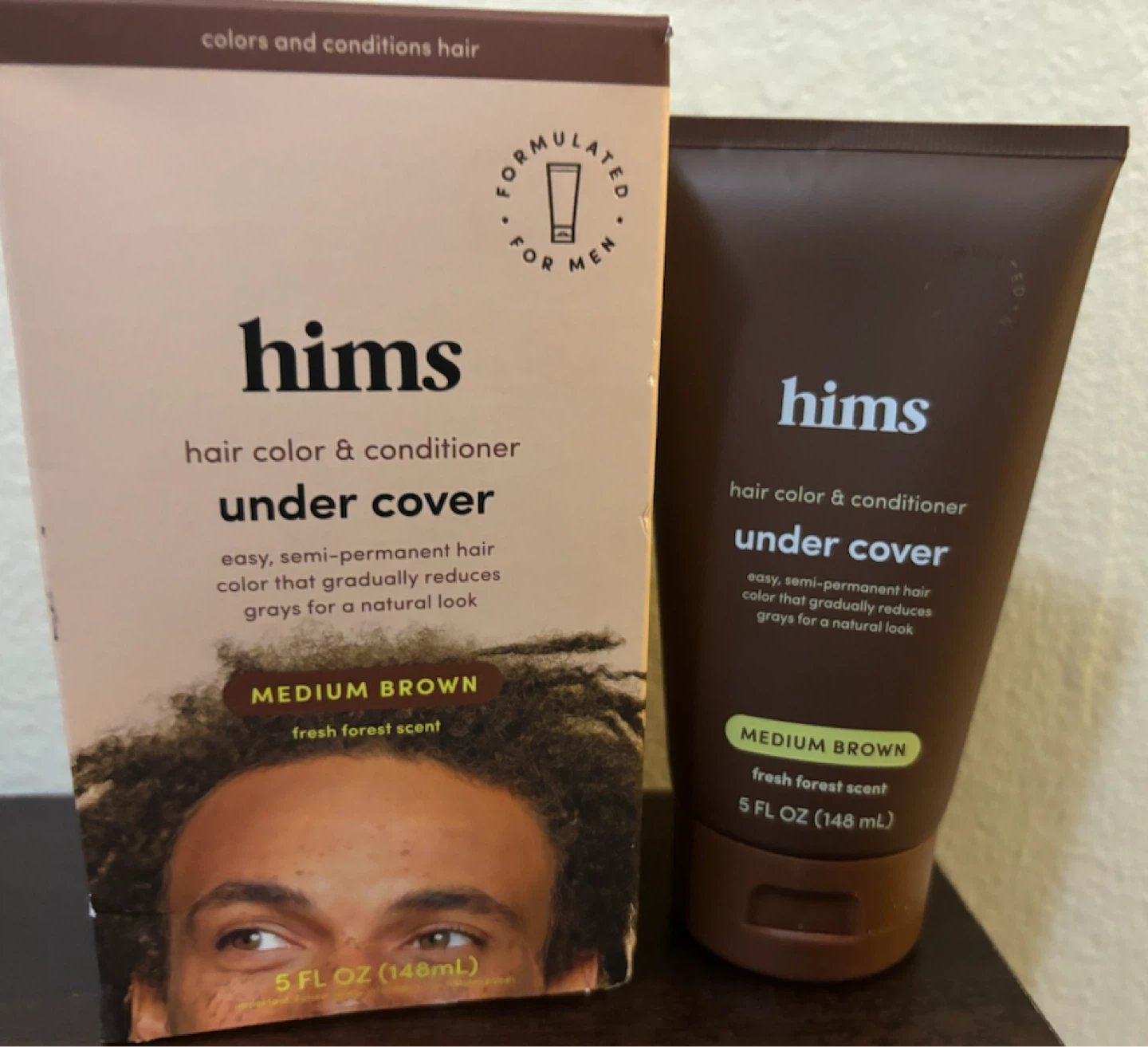NEW-Hims Under Cover Hair Color & Conditioner Medium Brown