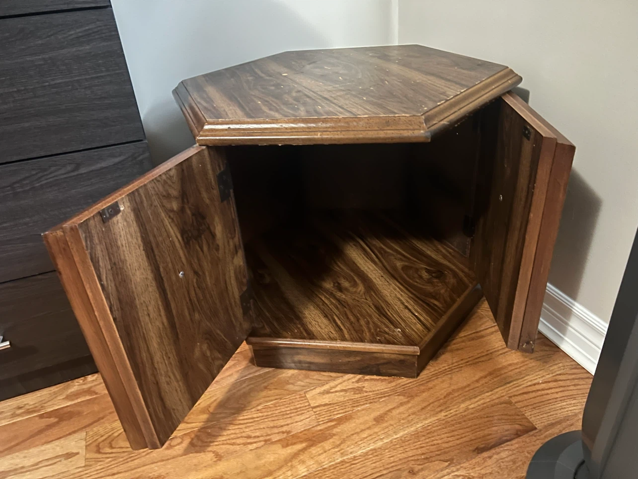 Vintage Hexagonal Wood End Table