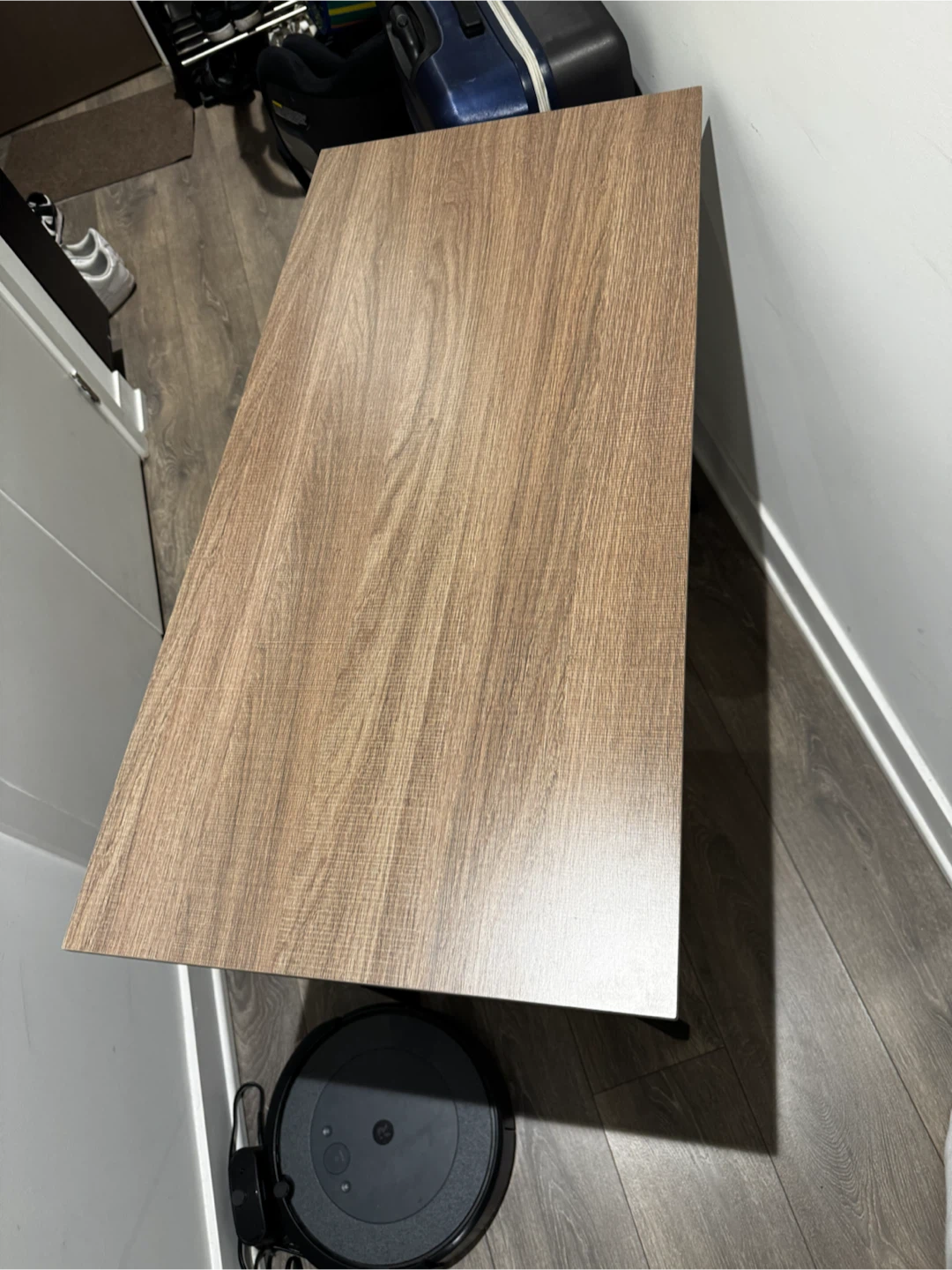 Wood Grain and Black Metal Writing Desk - photo 3