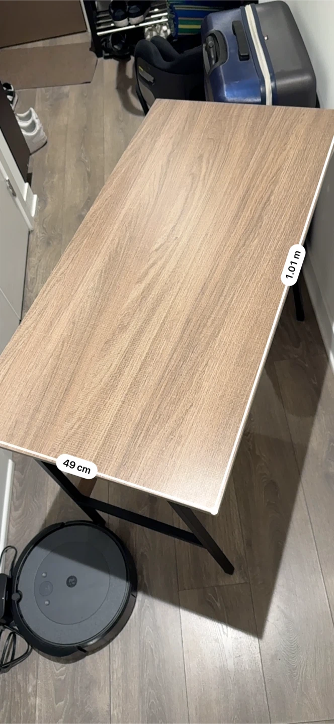 Wood Grain and Black Metal Writing Desk - photo 4