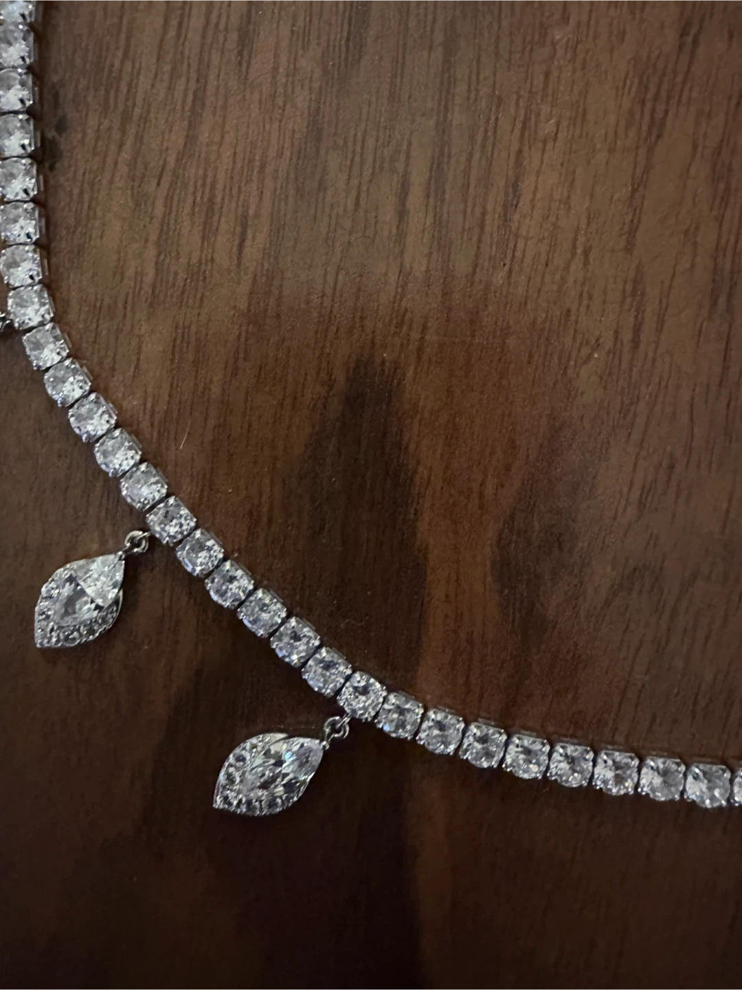 Crystal tennis necklace with marquise charms - photo 2