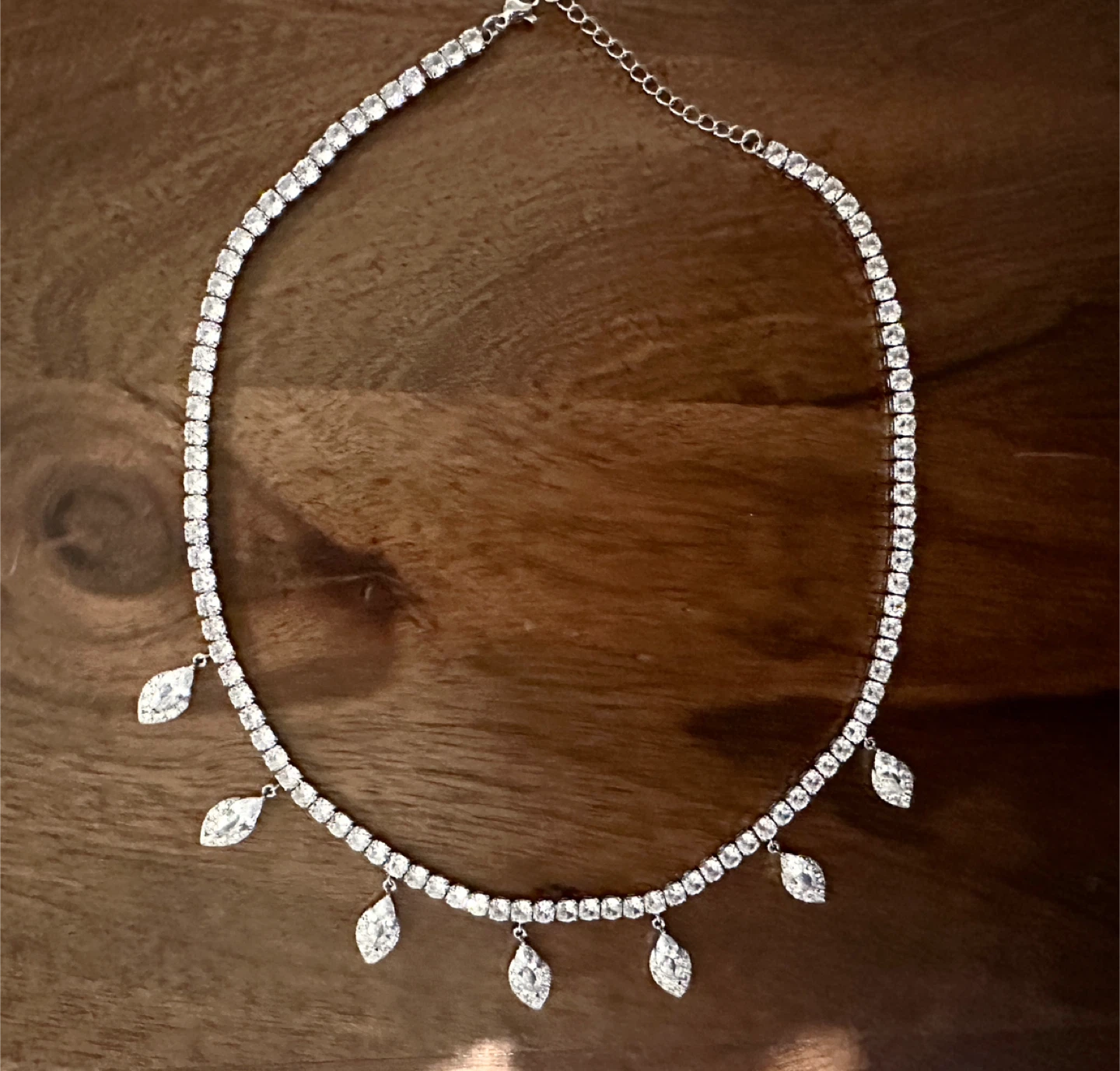 Crystal tennis necklace with marquise charms