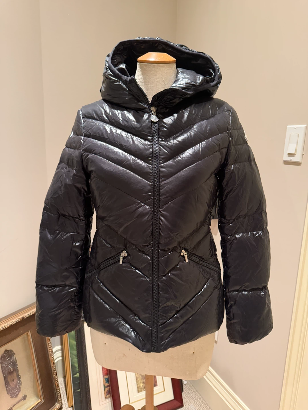 Moncler black down jacket with hood